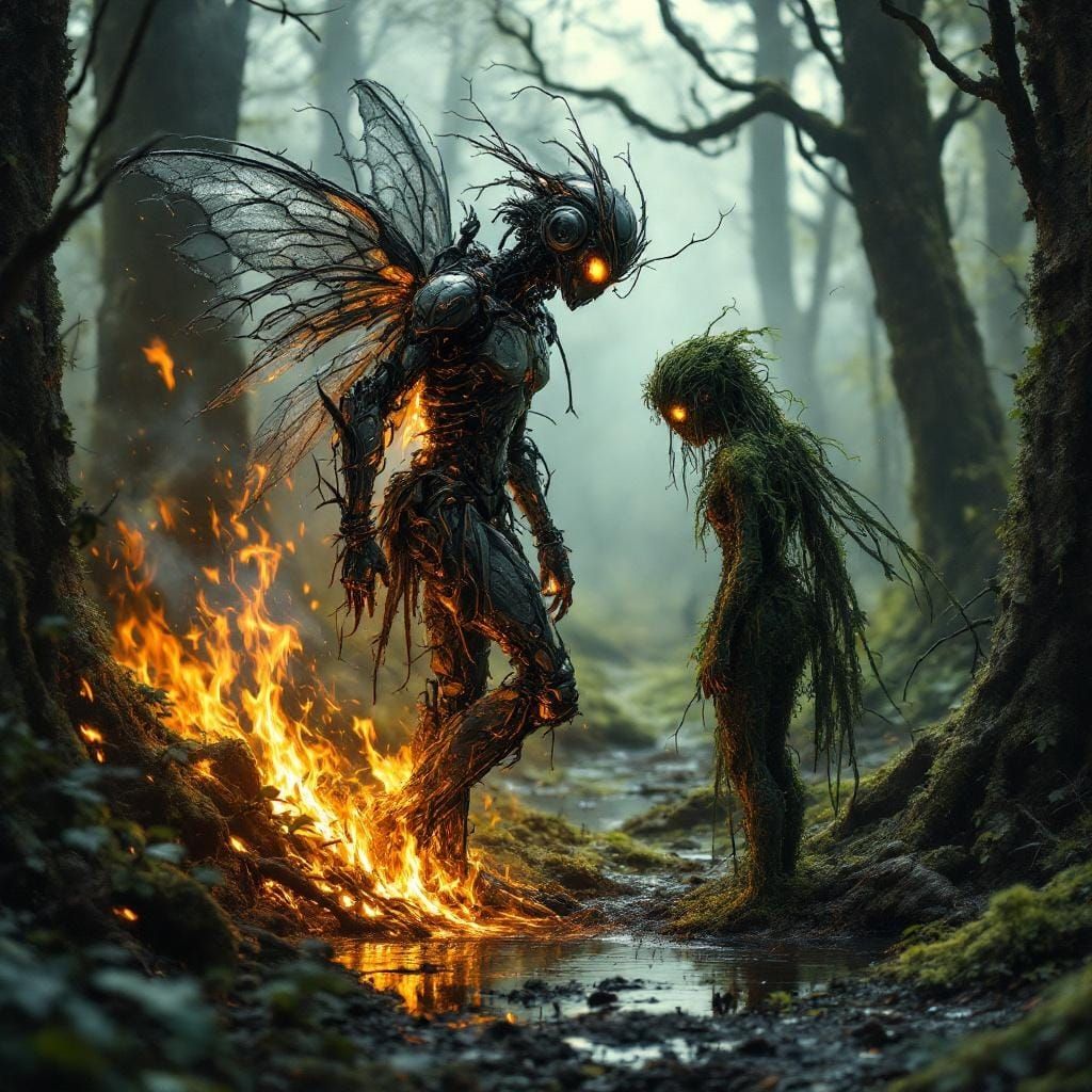 Post-Apocalyptic Fairies in Charred Forest