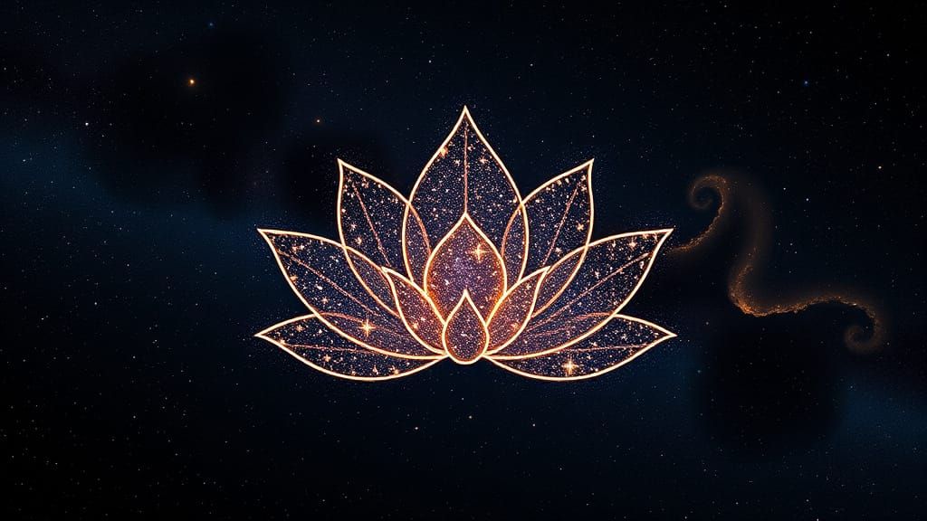 Cosmic Lotus Blooms in Starry Skies