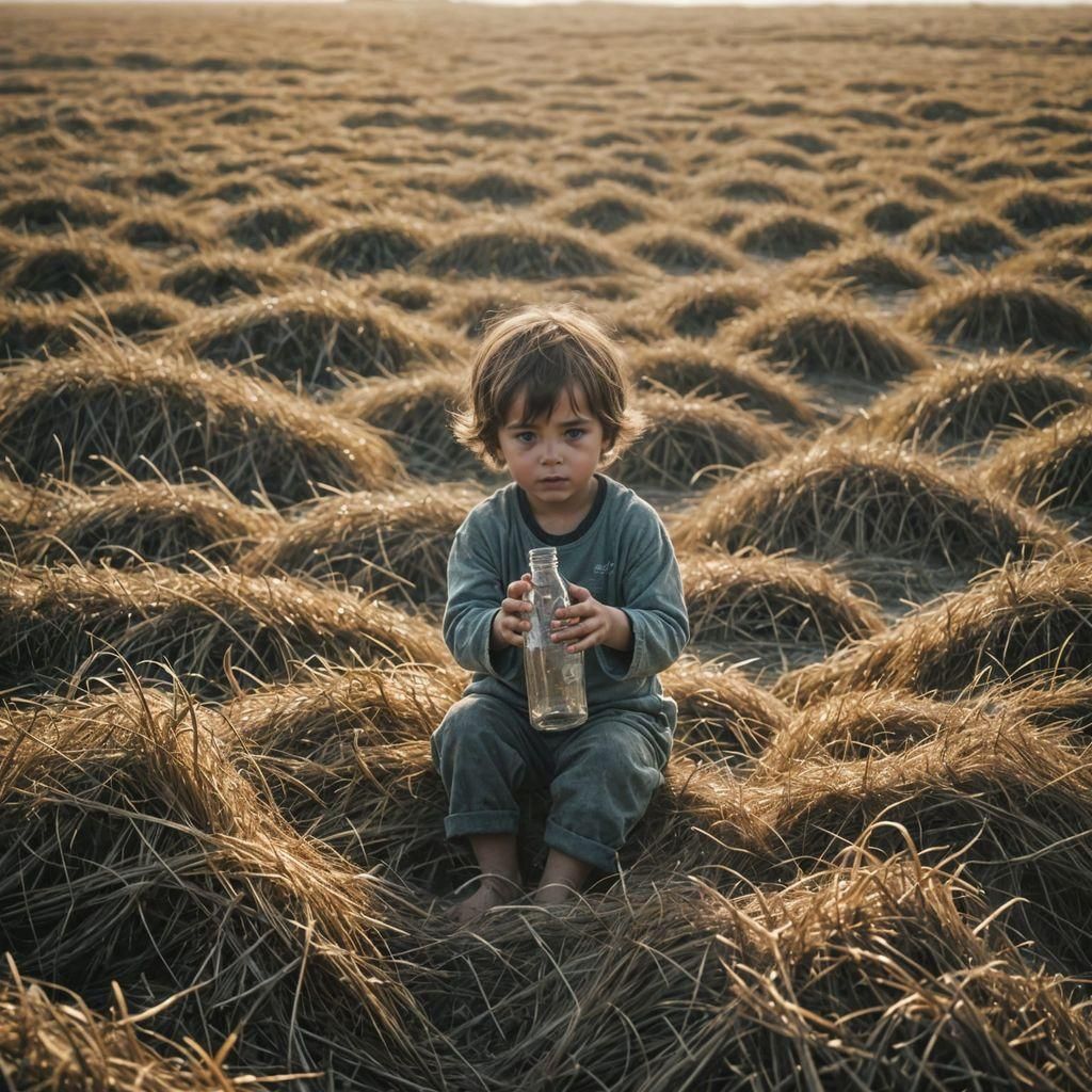 Child Finds Message in a Bottle: Hyperrealistic