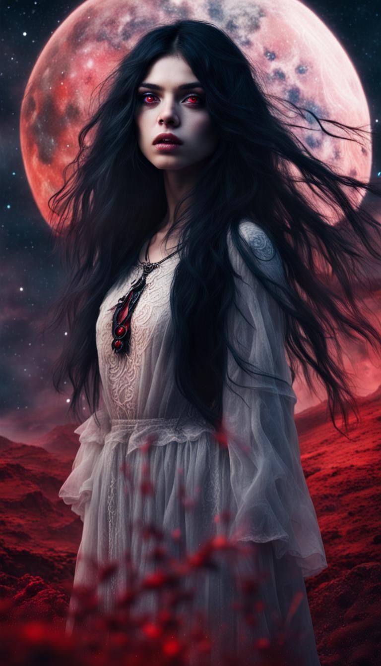 Mysterious Cosmic Girl in Lovecraftian Landscape