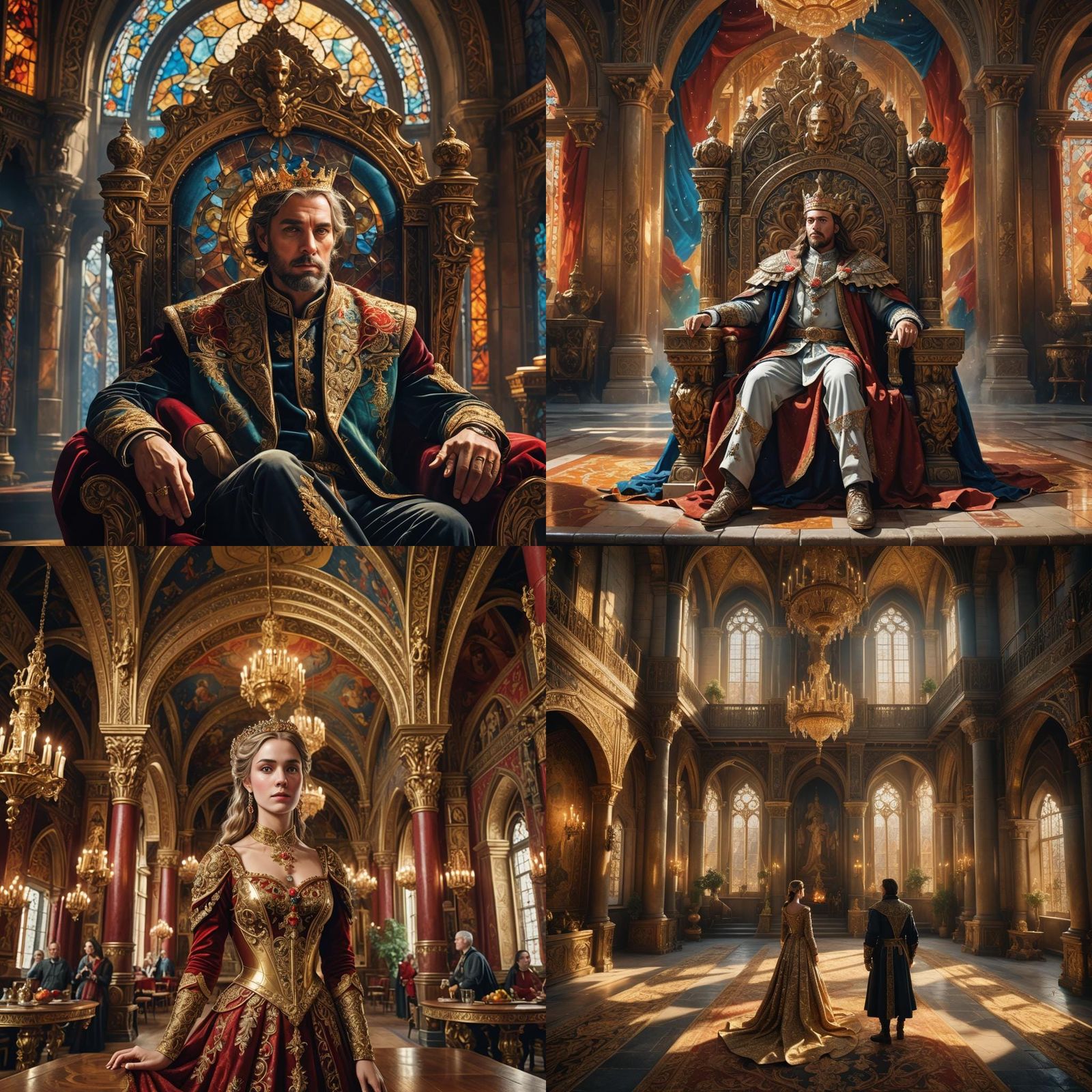 Ornate Old Castle Interior with Gold and Crystal