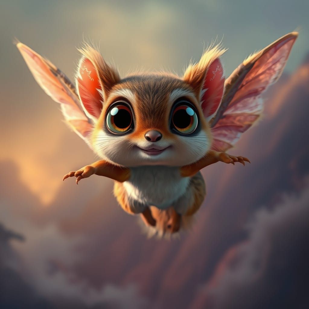Wonderful Flying Squirrel in Vibrant, Fantastical World