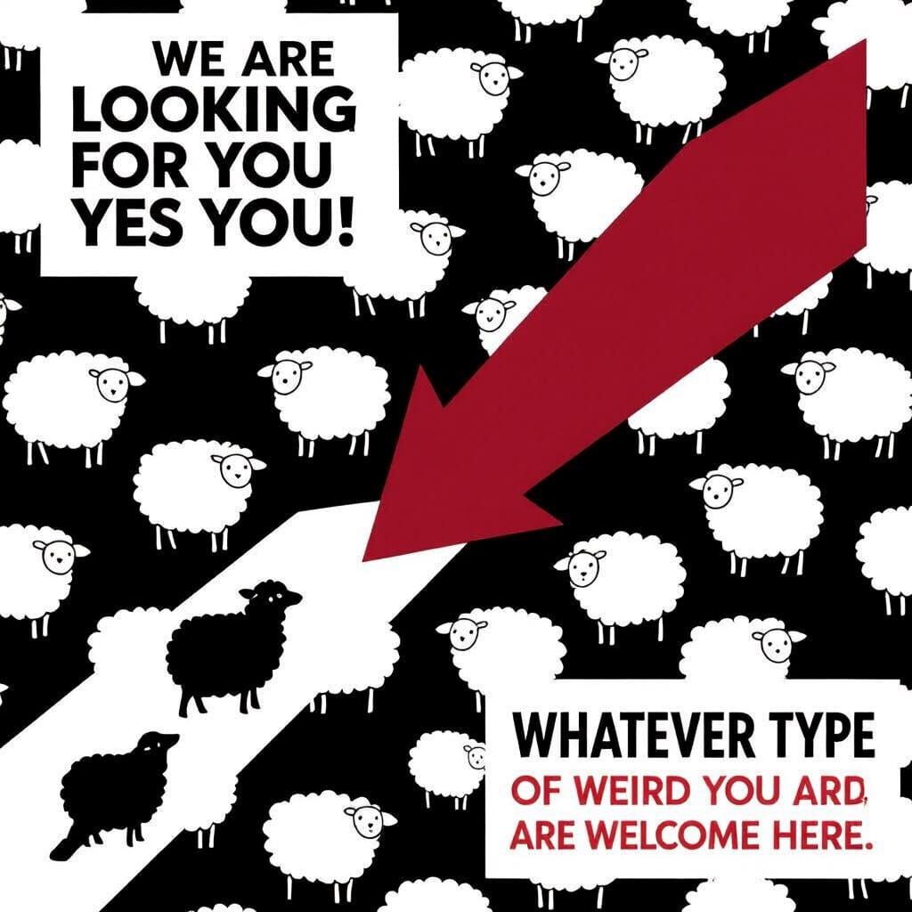 Minimalist Poster Design with Bold Typography and Sheep