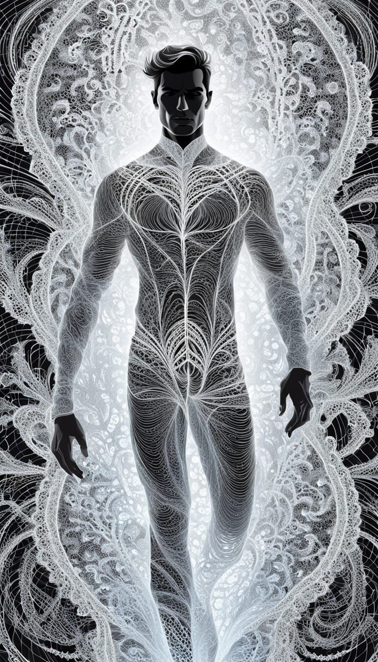 Brutal Young Man in Vector Art with Shimmering Threads