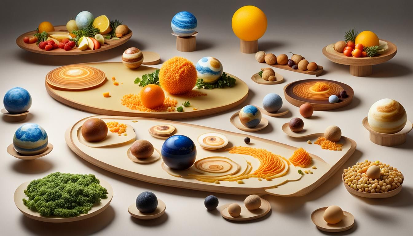 Minimalist 3D Solar System Made of Food