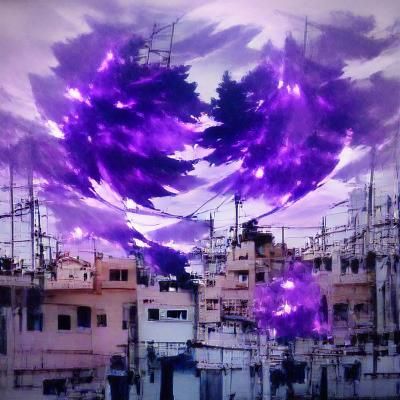 Dreamy Liminal Space with Purple Clouds
