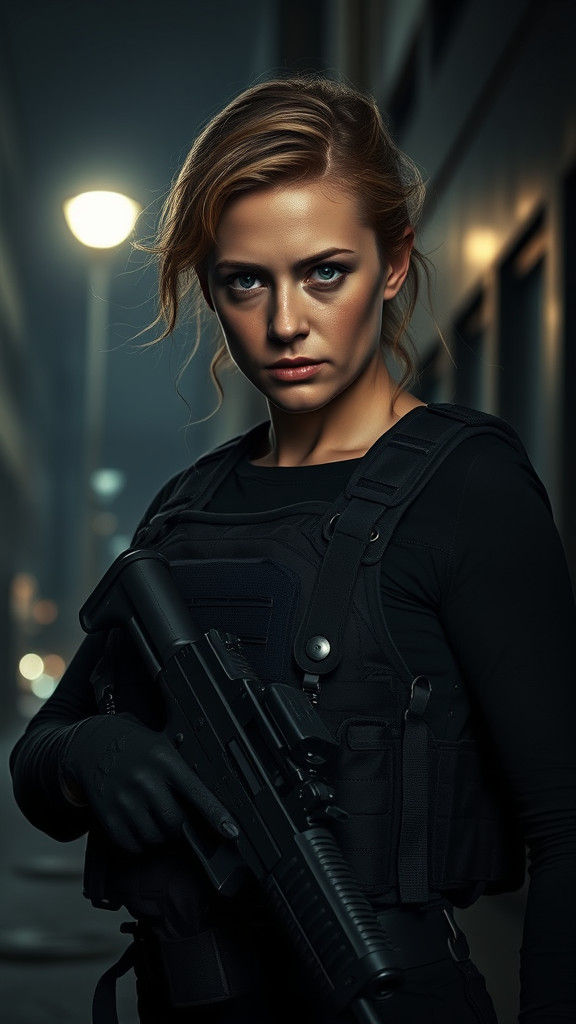 Emily Blunt as Tactical Agent in Photorealistic Action Scene
