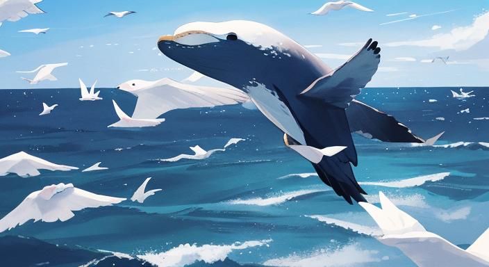 Whales from Above: Origami Papercraft Ocean View