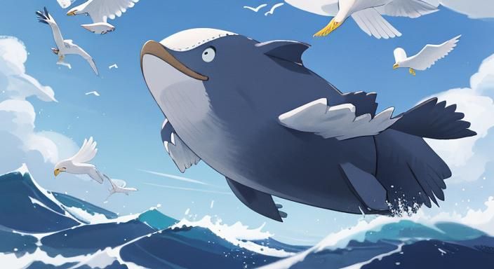 Whales and Seabirds: Origami Papercraft Ocean View