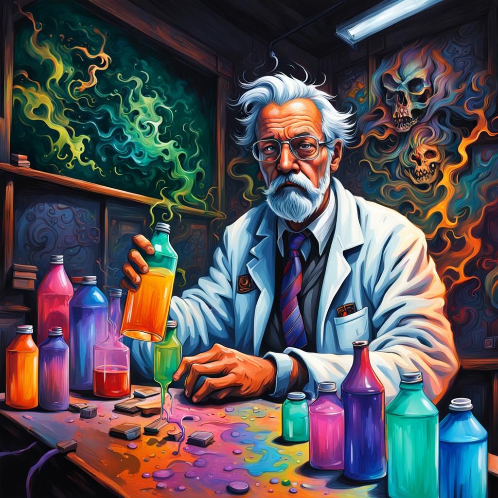 Sinister Scientist in Graffiti Art Style