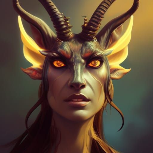 Detailed Demon Gazelle Portrait in Hyperdetailed Style