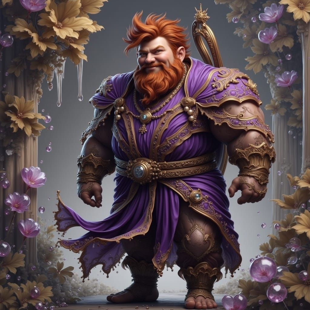 Majestic Dwarf Noble in Lavish Purple Velvet