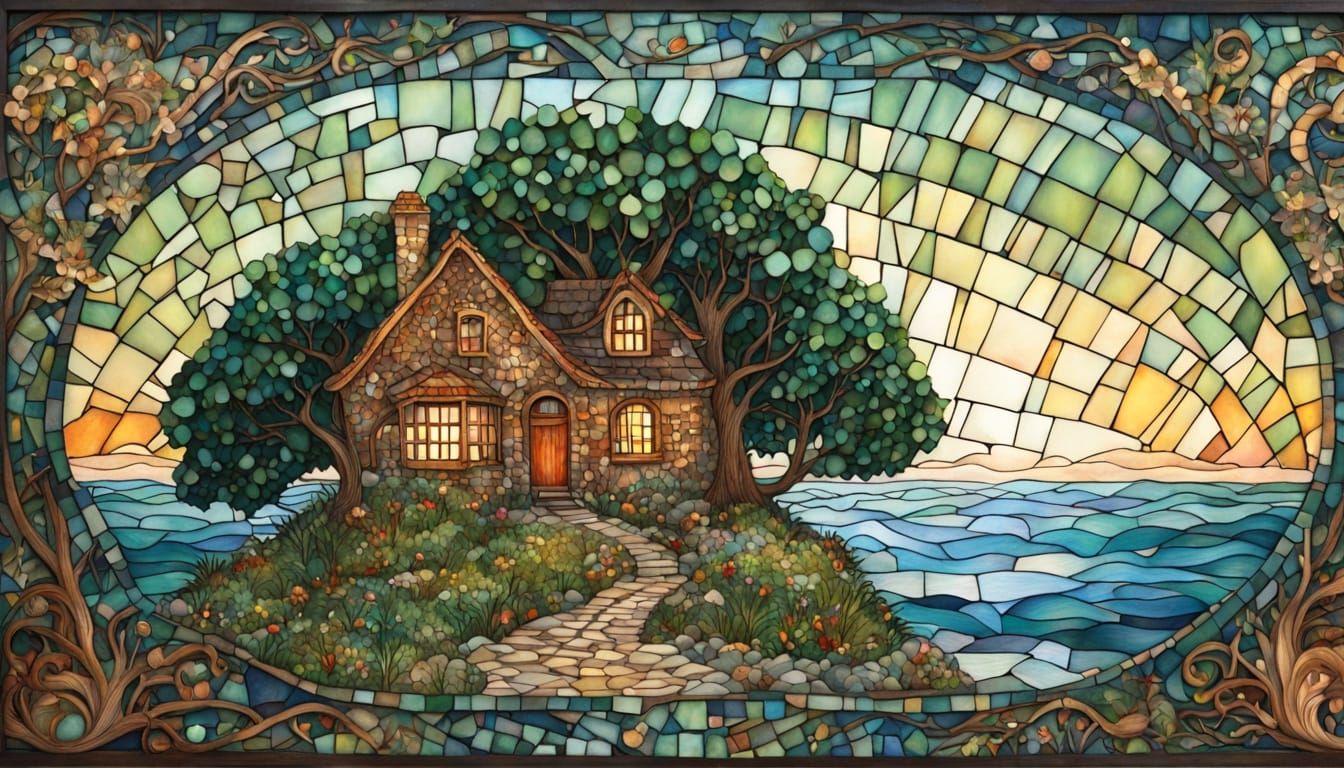 Art Nouveau Ocean Glass House by the Sea