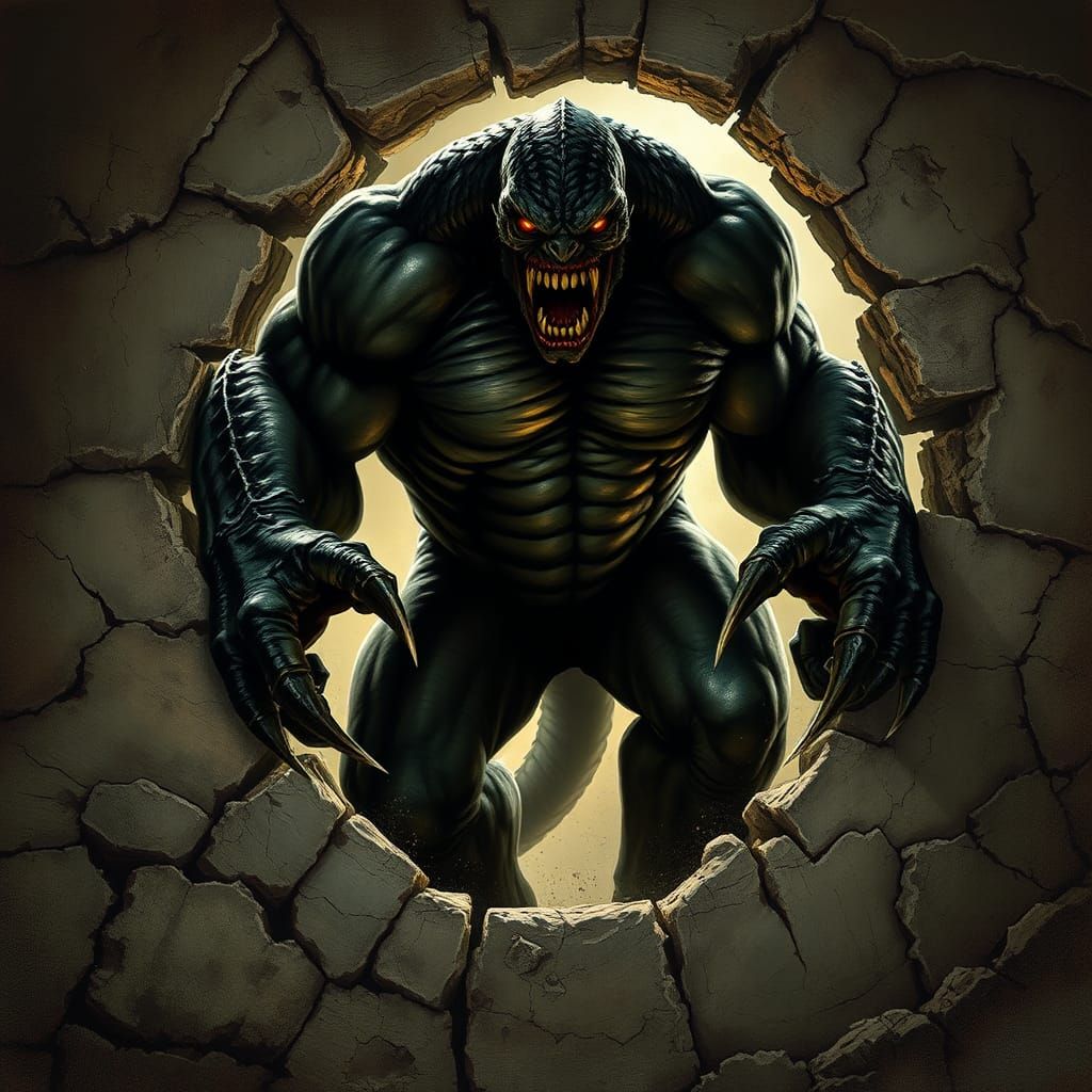 Terrifying Monster Bursts Through Stone Wall