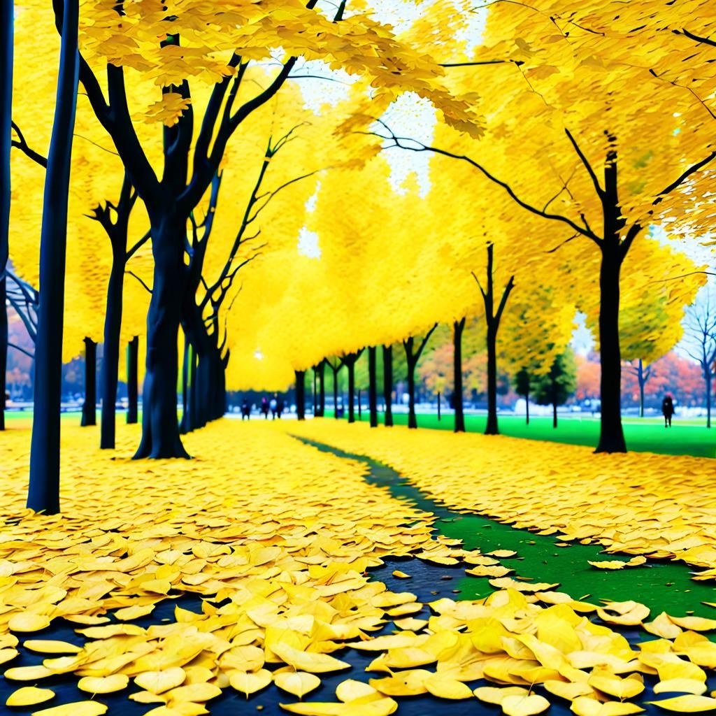 Autumn Leaves Falling: Hyperrealistic Unreal Engine Scene