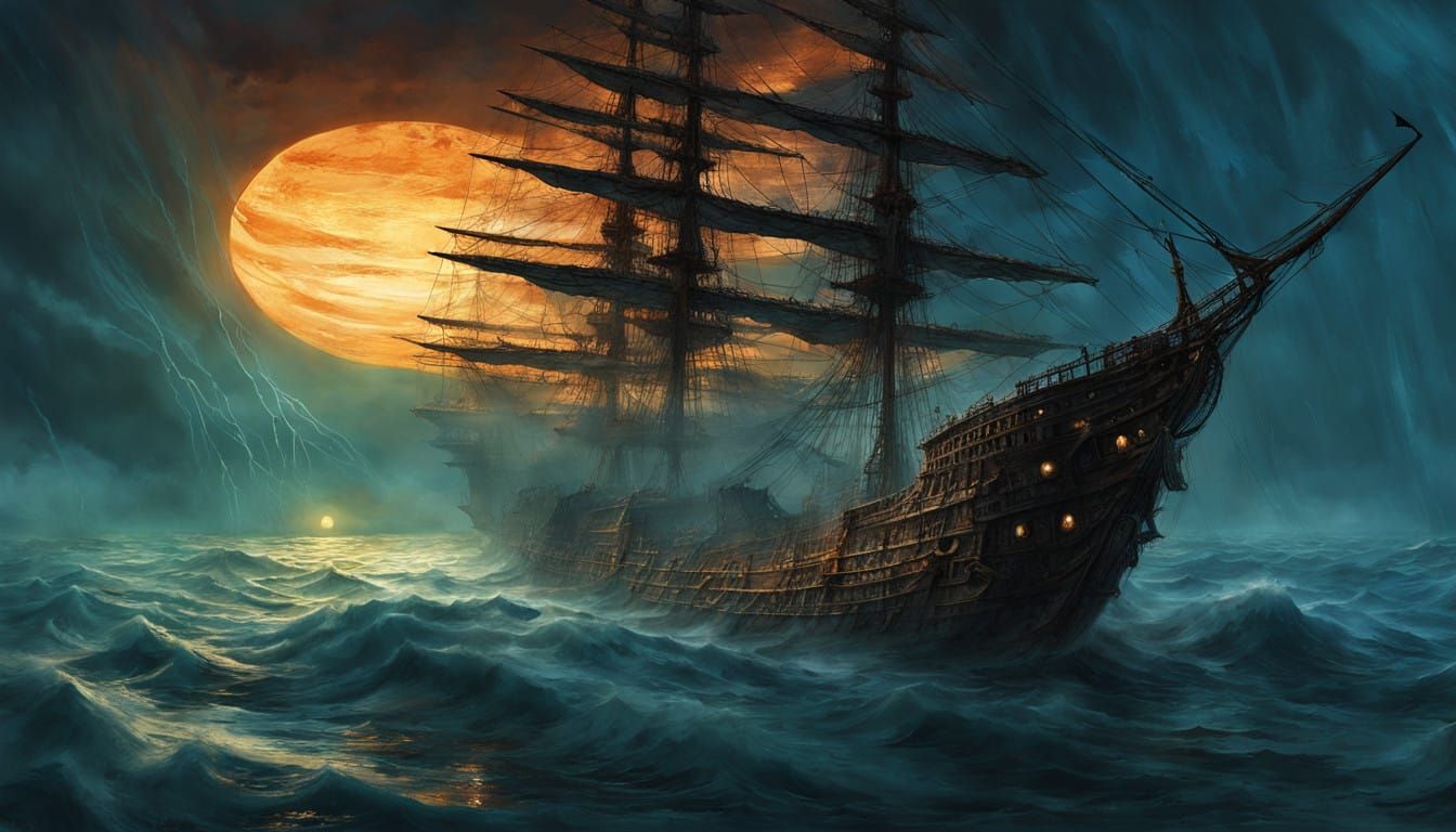 Ethereal Ghost Ship Passes Through a Portal of Ancient Bones