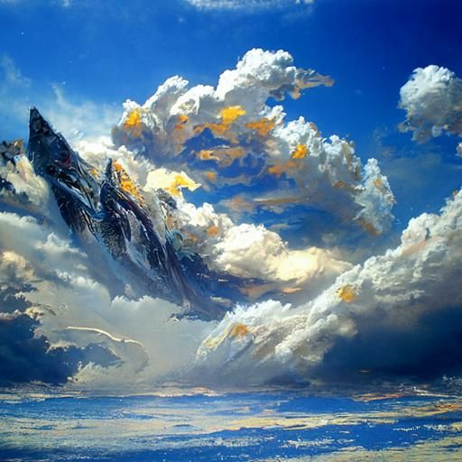 Oil Painting of a Tranquil Sky