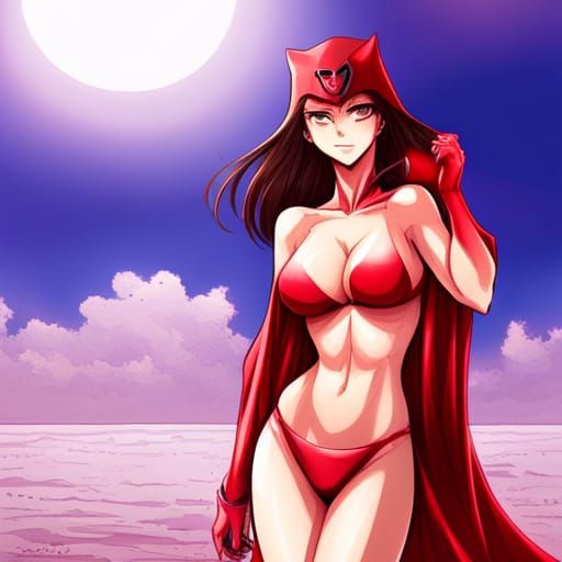 Scarlet Witch in Bikini, Anime Style Key Visual