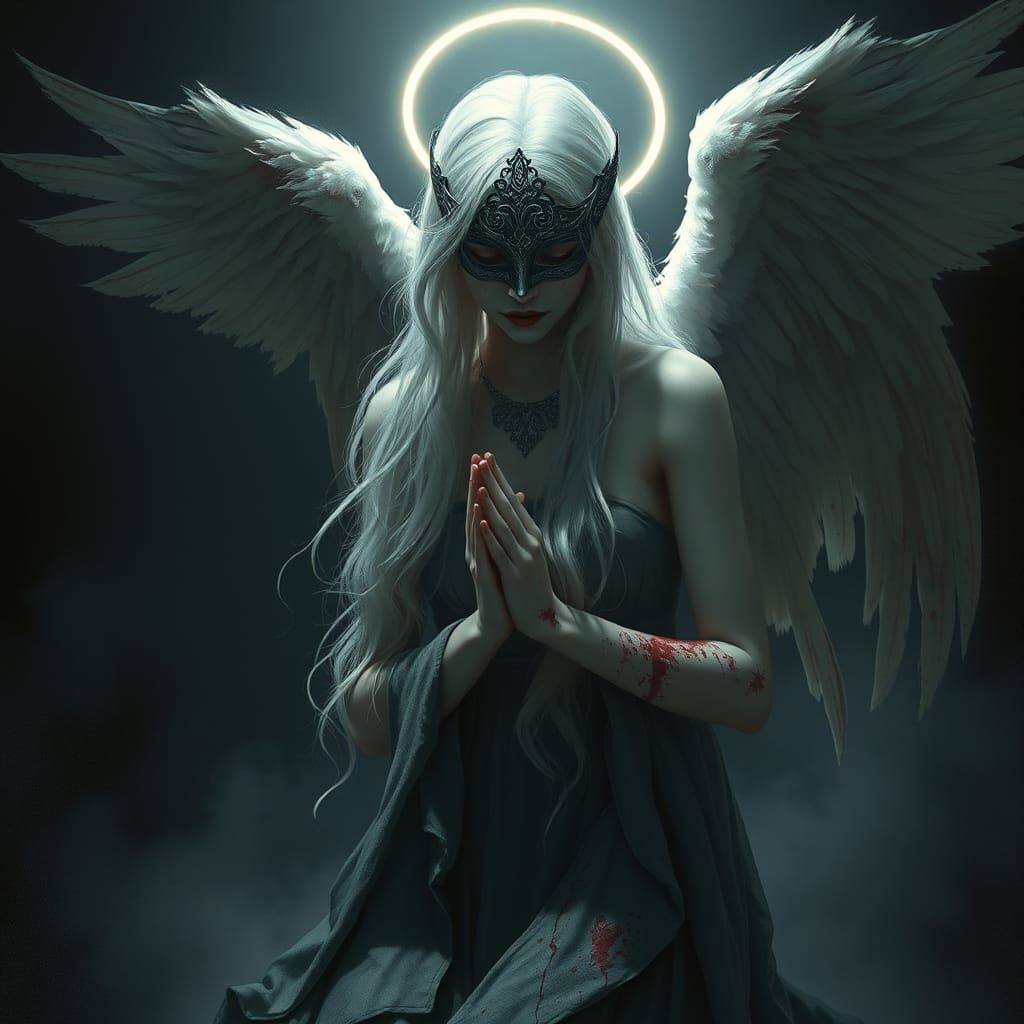 Angelic Figure in Prayer: Fantasy Concept Art