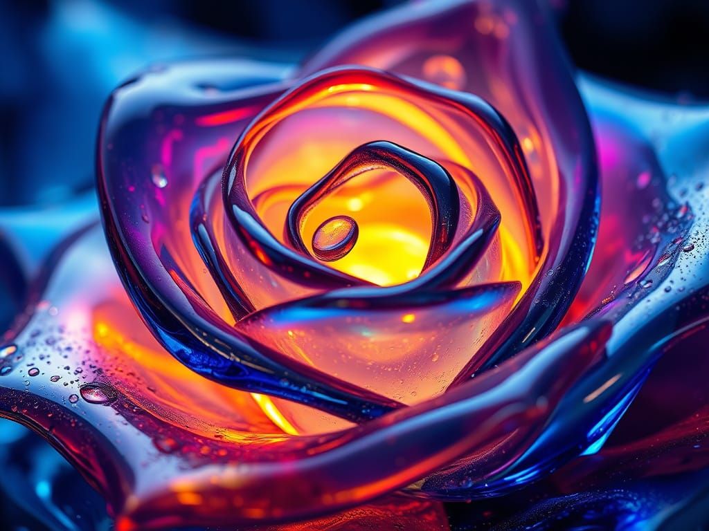 Luminous Glass Bloom in Vibrant Iridescent Hues