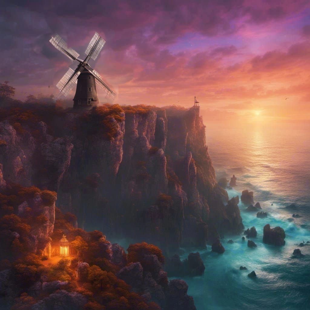 Beautiful Windmill Concept Art in Ethereal Fantasy Style