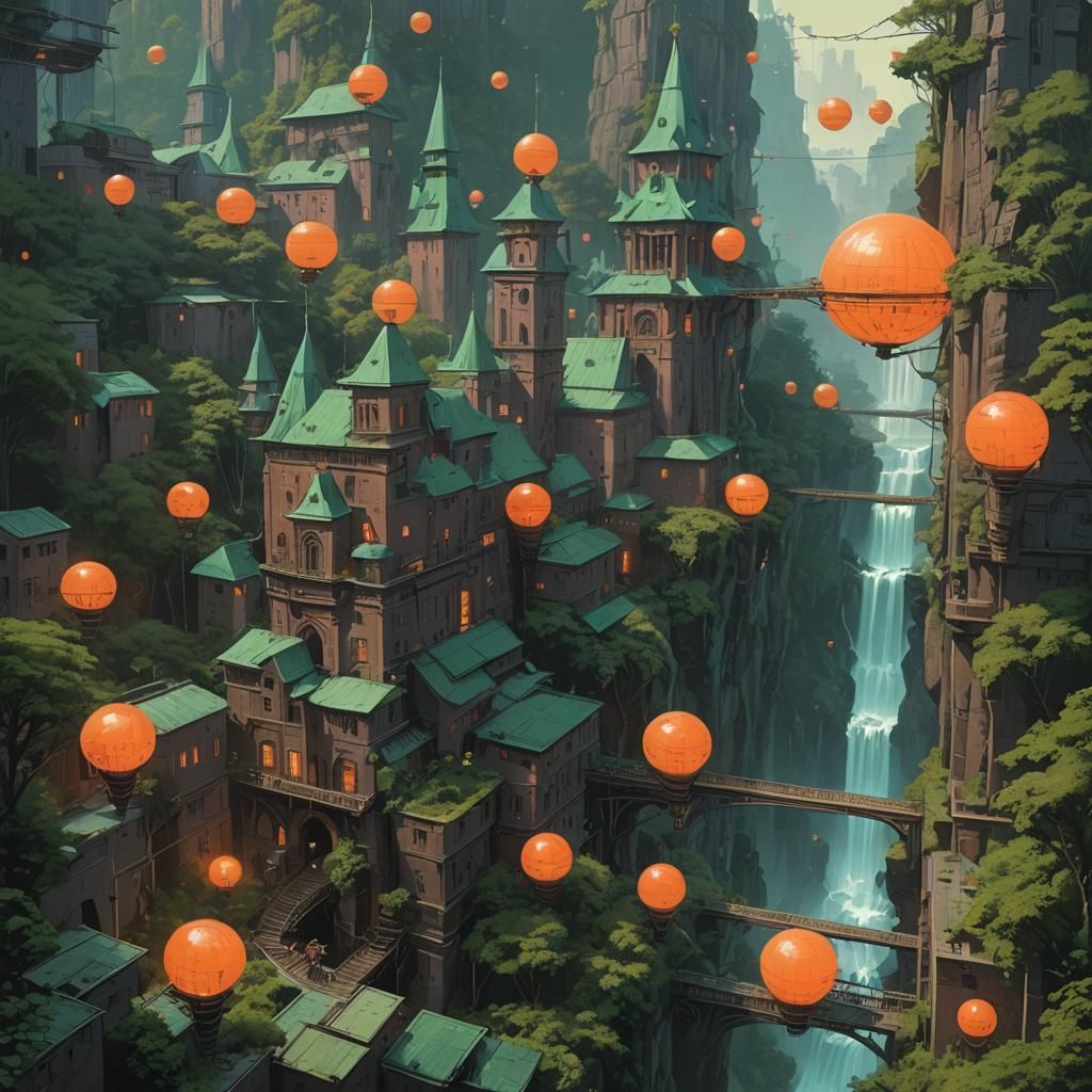 Futuristic African City with Ancient Fantasy Architecture