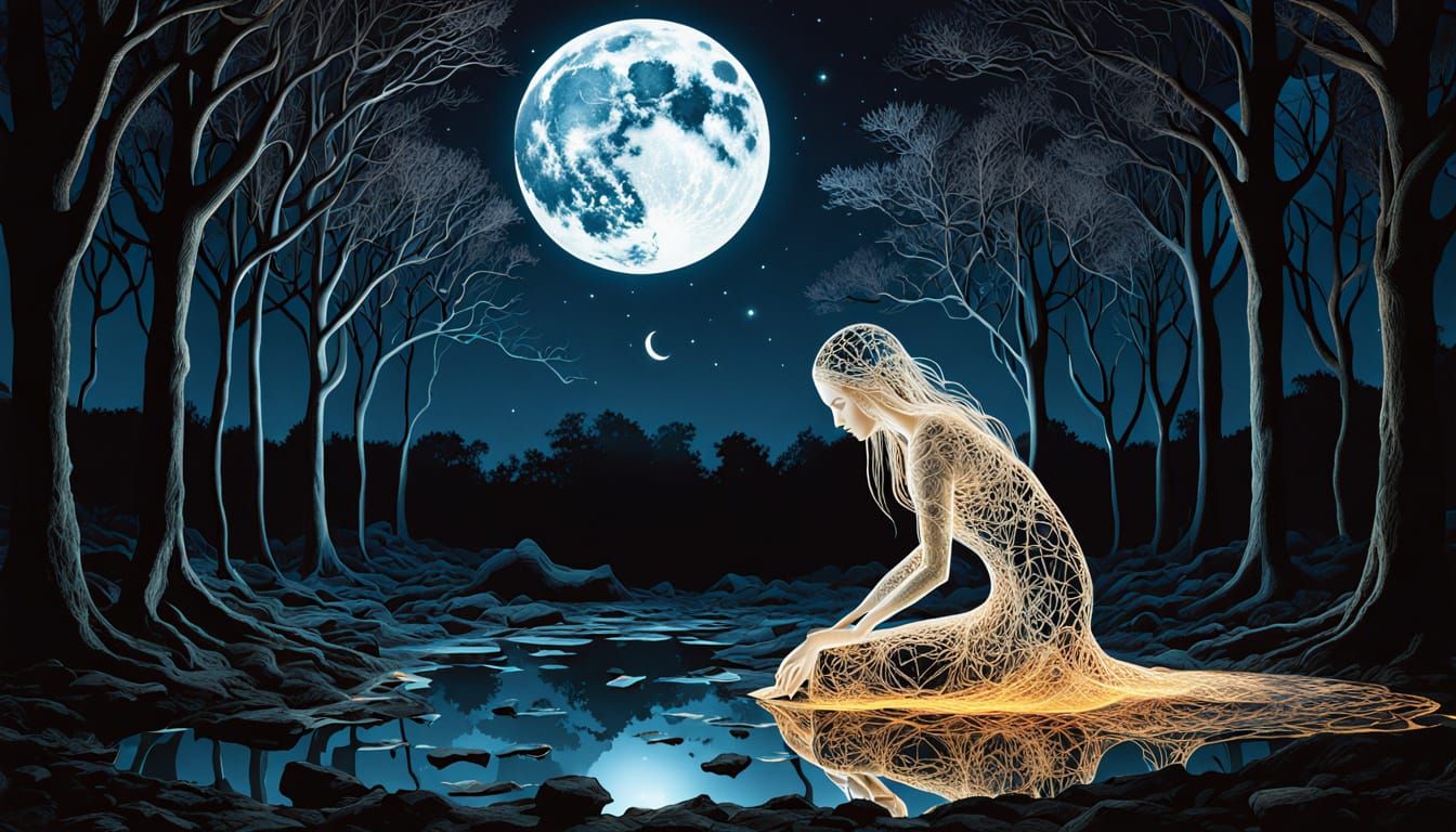 Surreal Labyrinthine Dreamscape with Bio-Art Elements