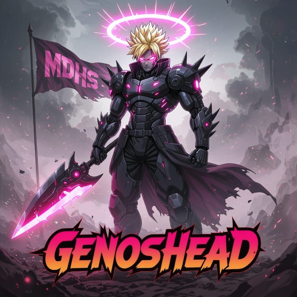 Cyborg Warrior with Energy Scythe in Anime Style