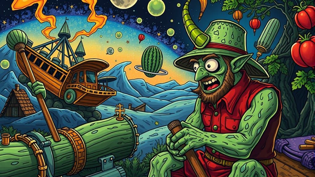 Green Spicy Plankton Landscape with Heckel and Vegkelankton