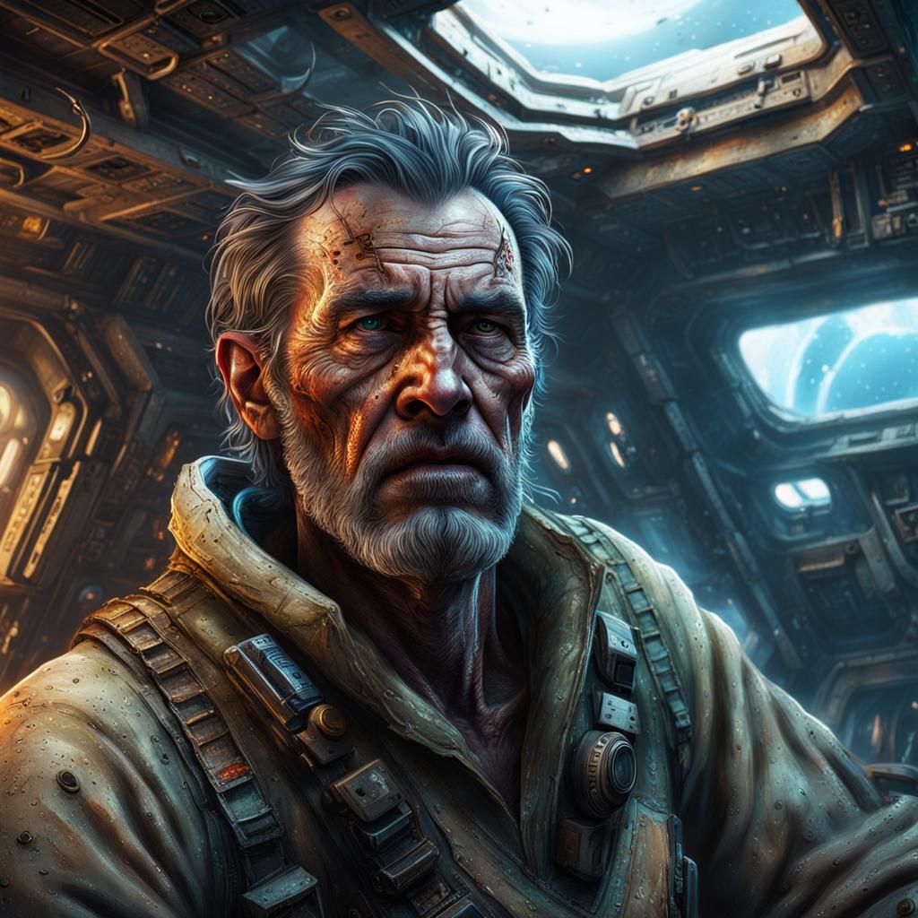 Starship Survivor: Hyperrealistic Splash Art Portrait