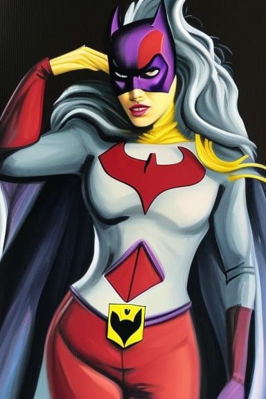 Blonde Superheroine in Purple Bodysuit Comic Art