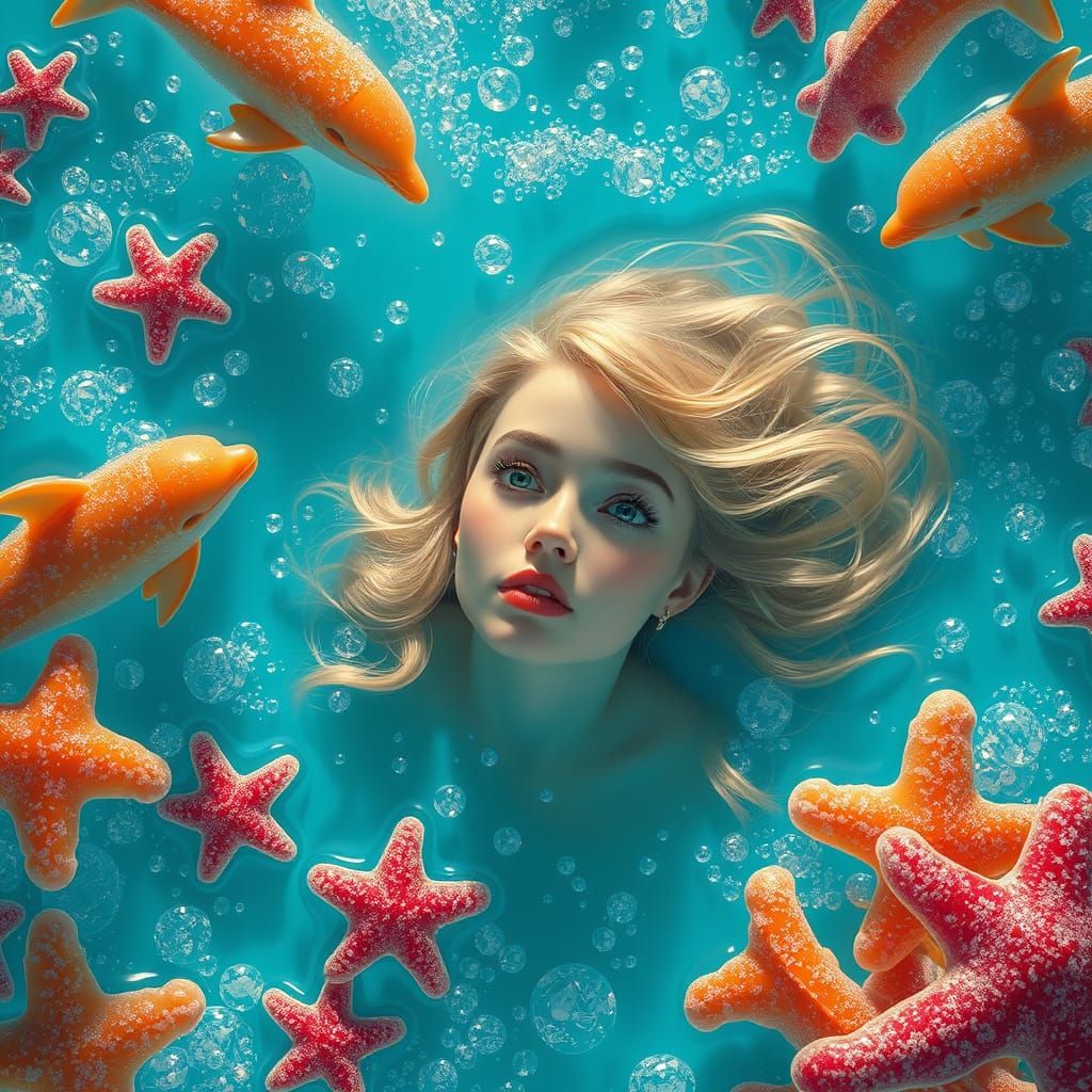 Dreamlike Soda Ocean with Candy Creatures