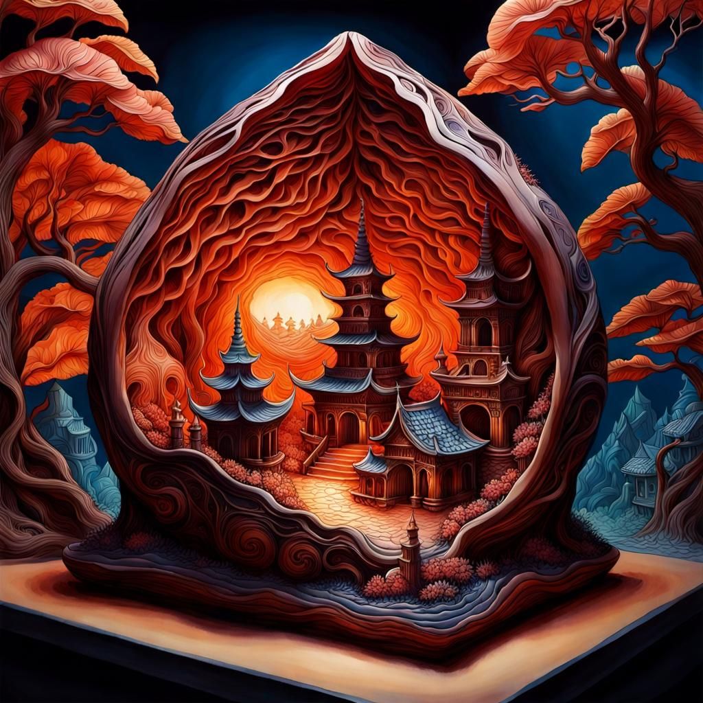 Fantasy Clay Sculptures in Ink and Watercolor Style