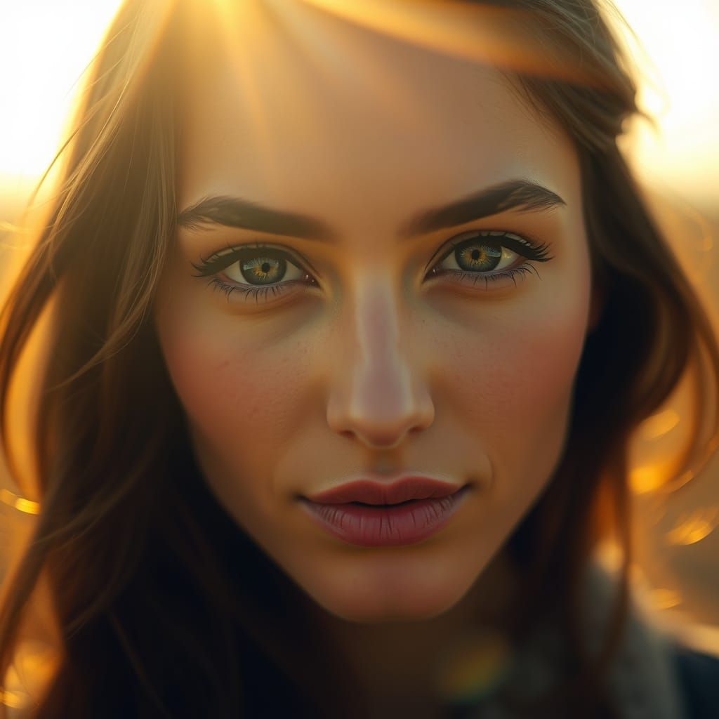 Radiant Woman in Warm, Golden Light