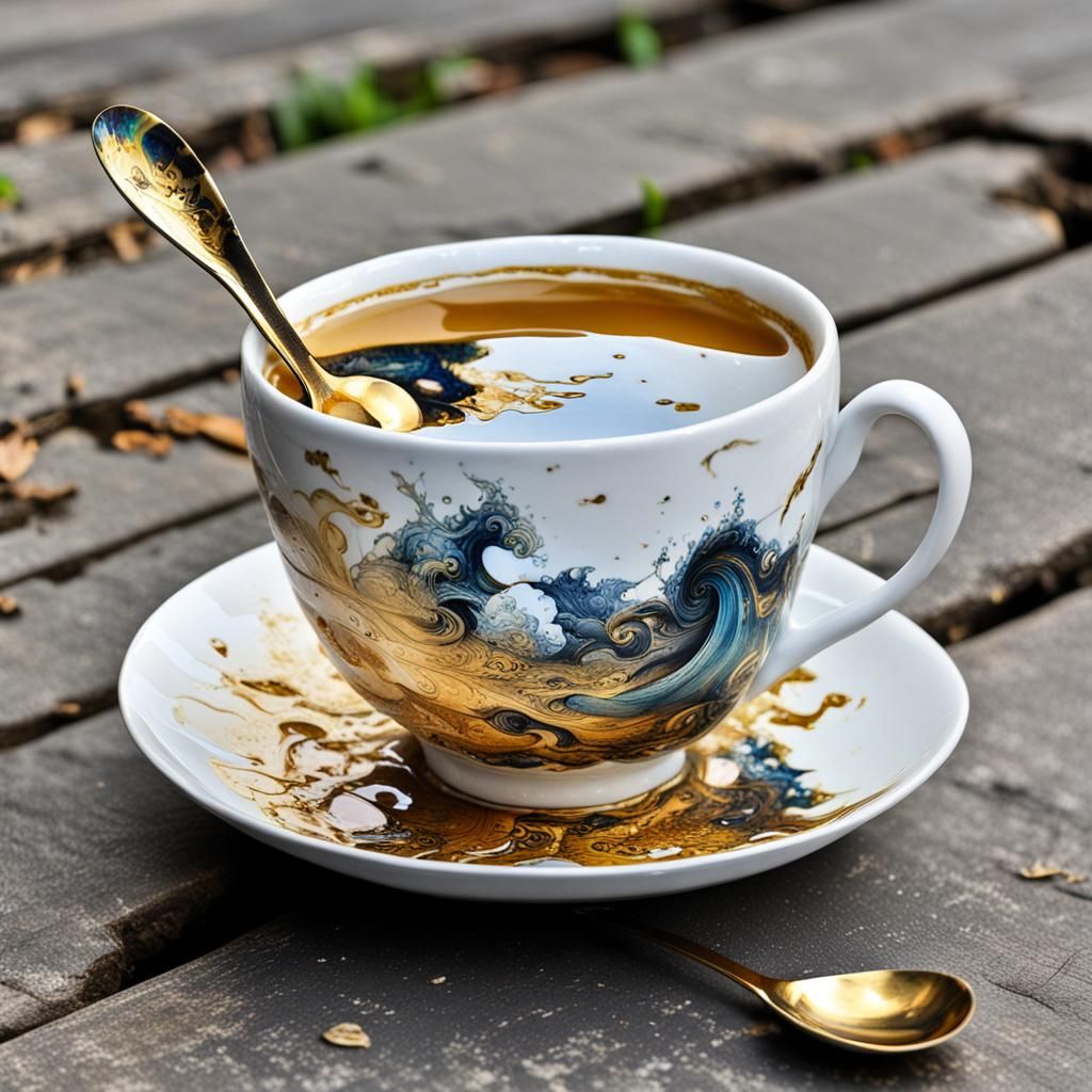 Teacup Portal to Another World in Graffiti Art