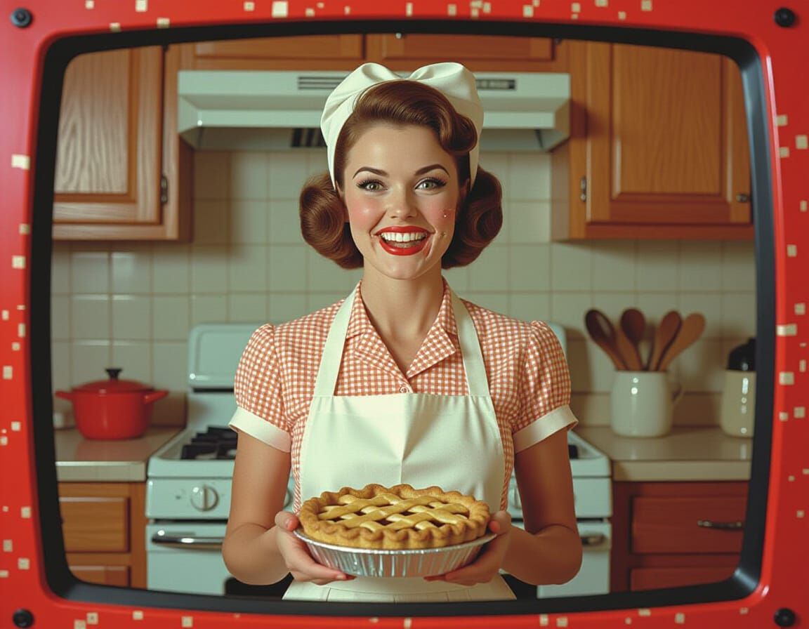 Glitched Housewife Portrait in Glitchcore Style