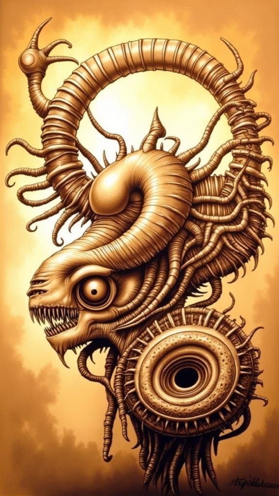 Biomorphic Alien Landscape in Biopunk Style