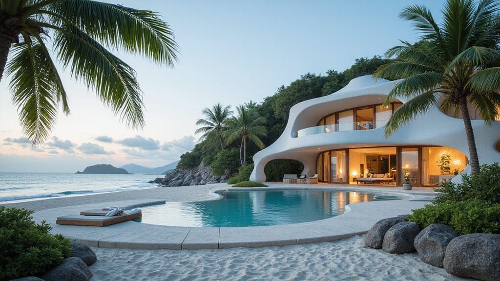 Ethereal Beach Resort in Futuristic Harmony