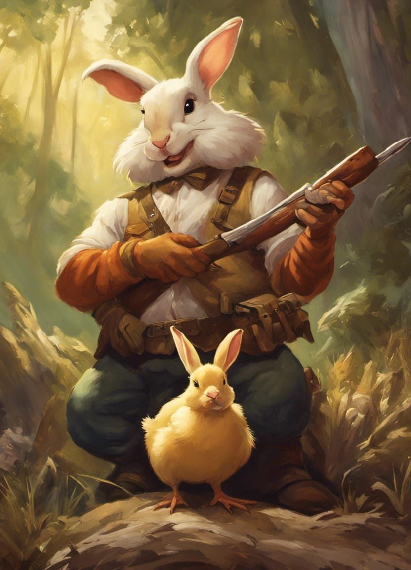 Epic Fantasy Art: Buff Hunter with Spoils