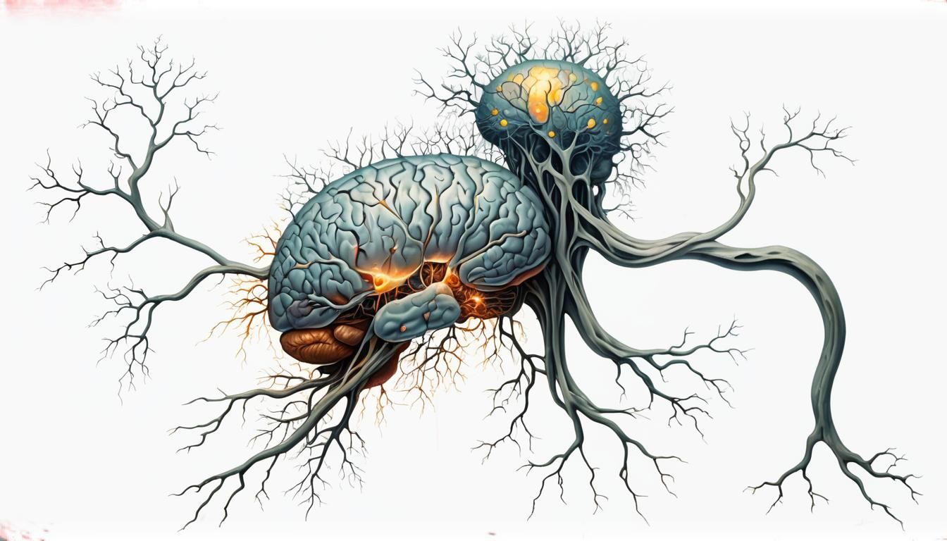 Translucent Being with Pulsating Neurons: Surrealist Oil Pai...