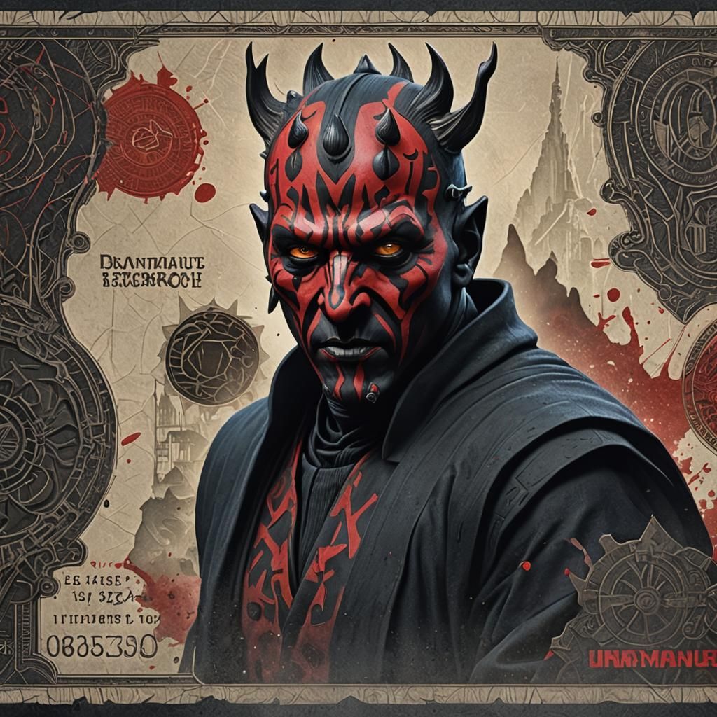 Darth Maul Art Banknote in Detailed Digital Painting