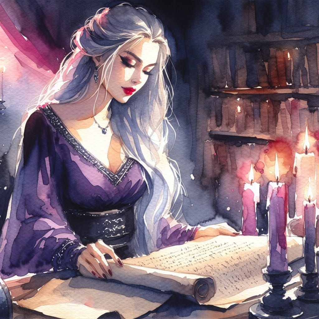 Watercolor Goddess Illuminated by Candlelight