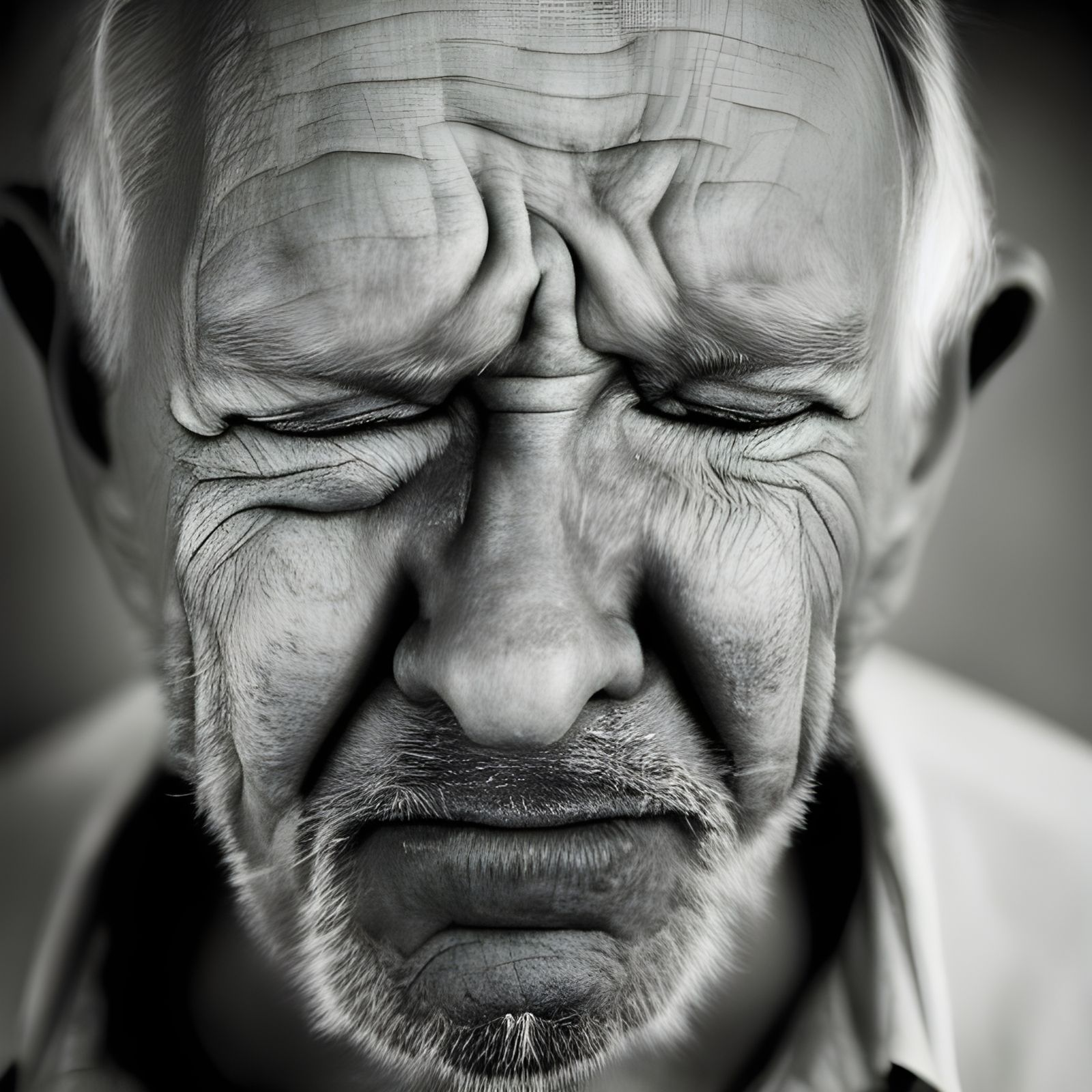 Old Man Sneezing: A Close-Up Portrait