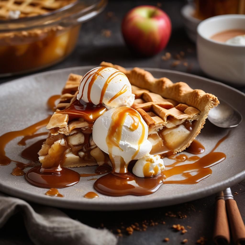 Apple Pie with Cinnamon Ice Cream Still Life