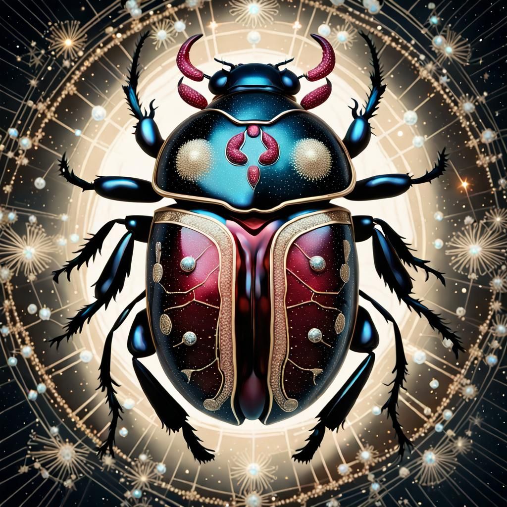 Crystal Scarab Beetle with Bioluminescent Glow