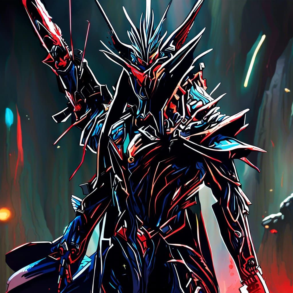 Dark Elf with Laser Rifle in Detailed Matte Painting