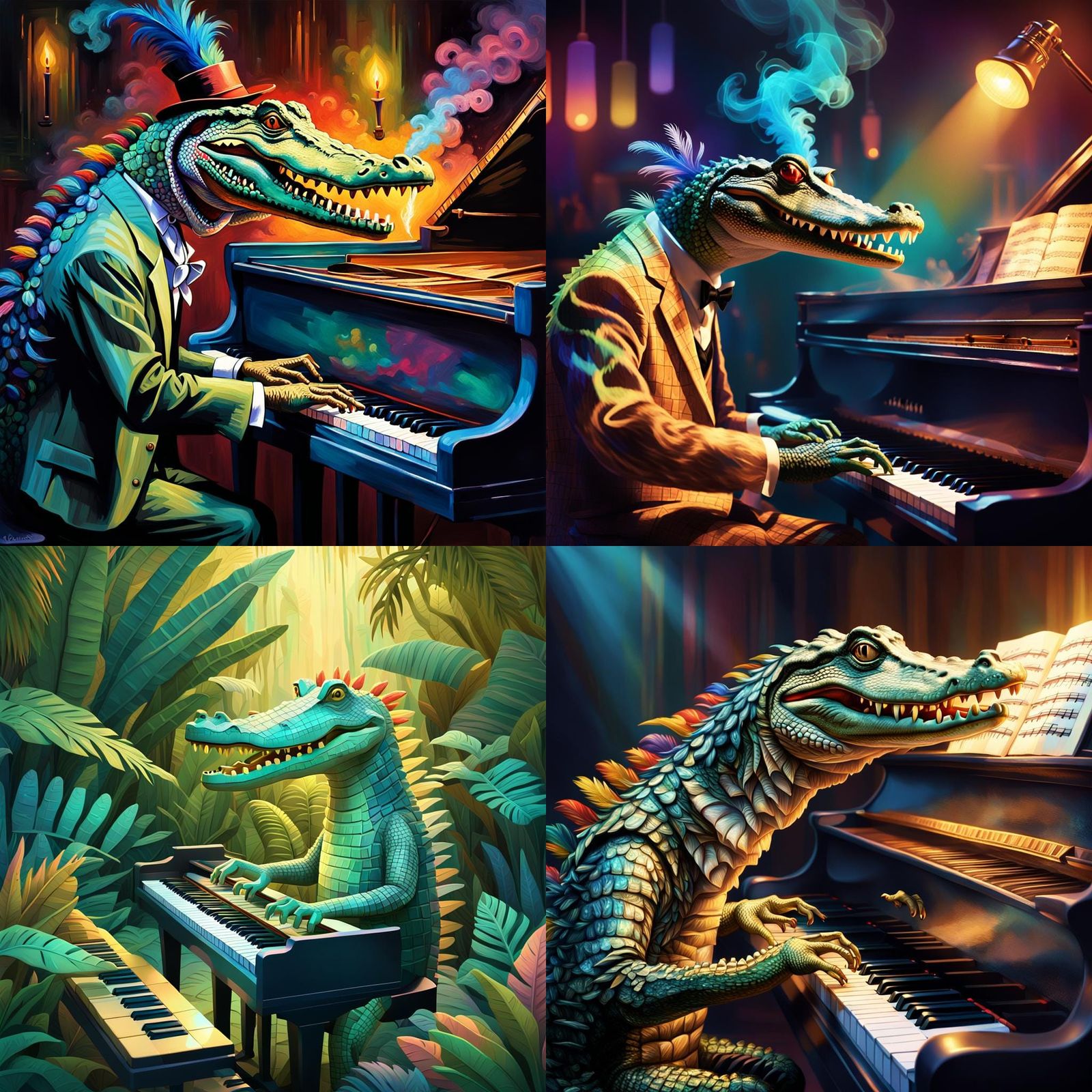 Crocodile Maestro Plays Piano with Feathers