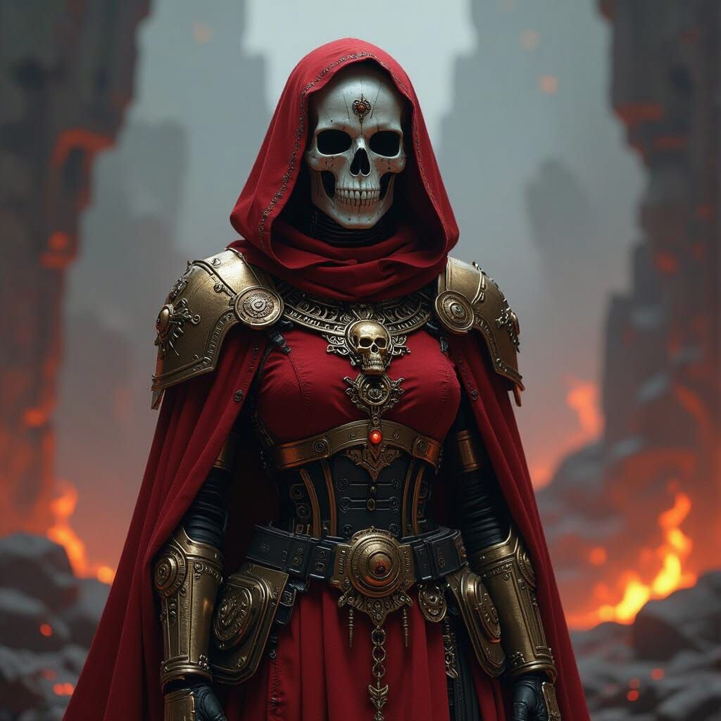 Cybernetic Tech Priestess in a Dystopian Industrial City