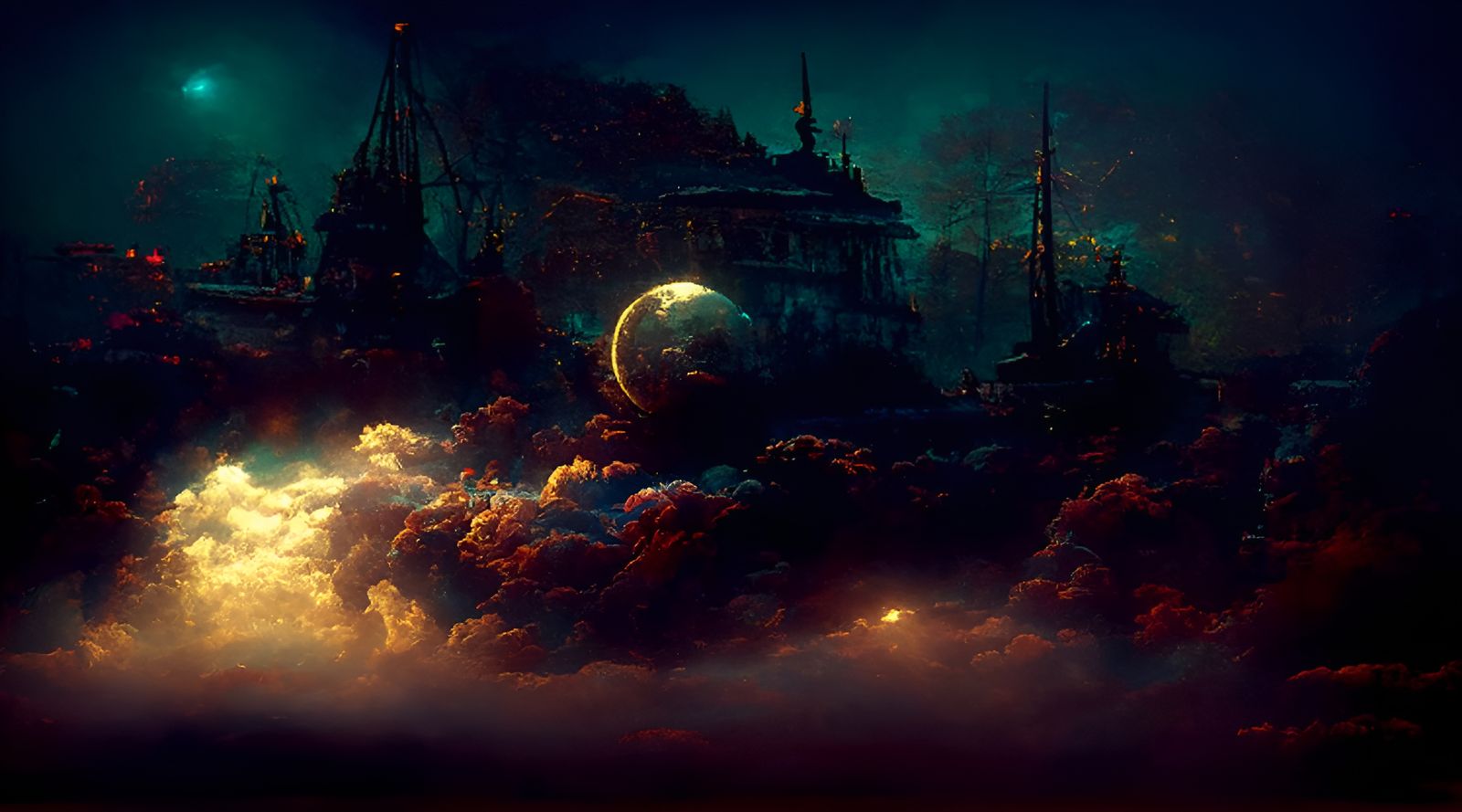 Dramatic Night Seascape in Romantic Style