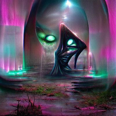 Sinister Alien Portal in Dark Fantasy Style